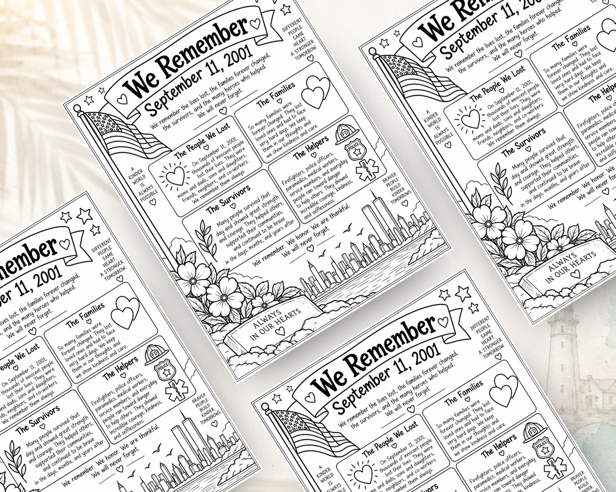 FREE We Remember: Patriot Day Activity Book for Kids | September 11 Printable
