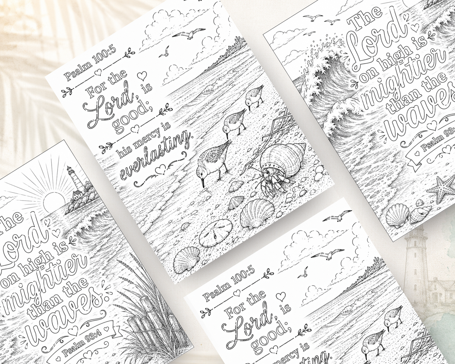 Peace Like the Sea | Scripture Coloring Book for Adults | Christian Coastal Coloring Book | Calming Psalm Series