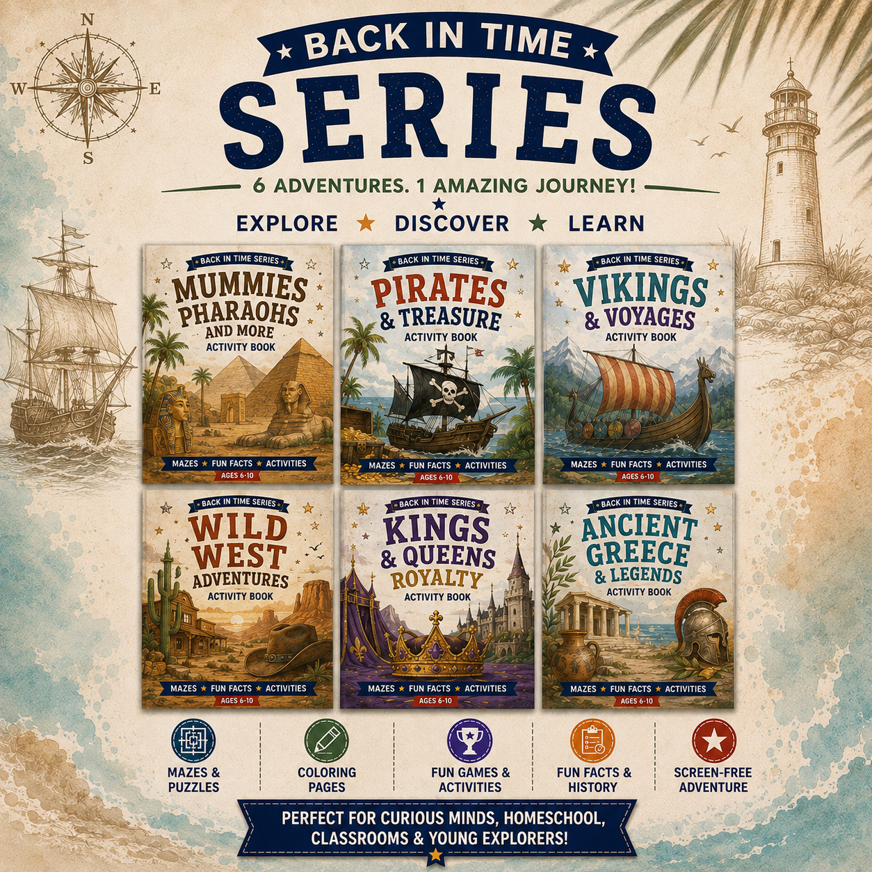 Back in Time Series | Educational History Activity Books for Kids