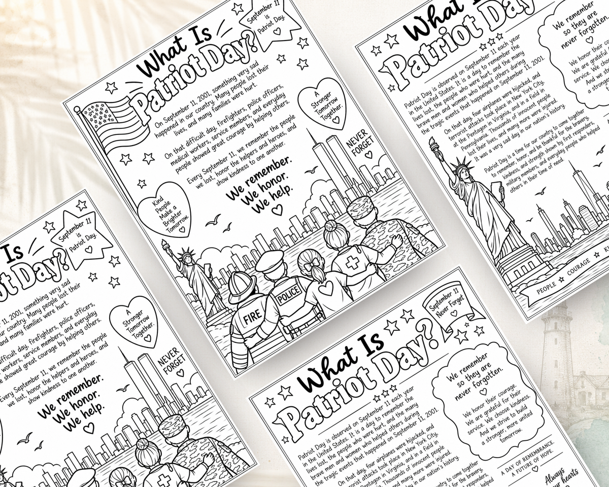 FREE We Remember: Patriot Day Activity Book for Kids | September 11 Printable