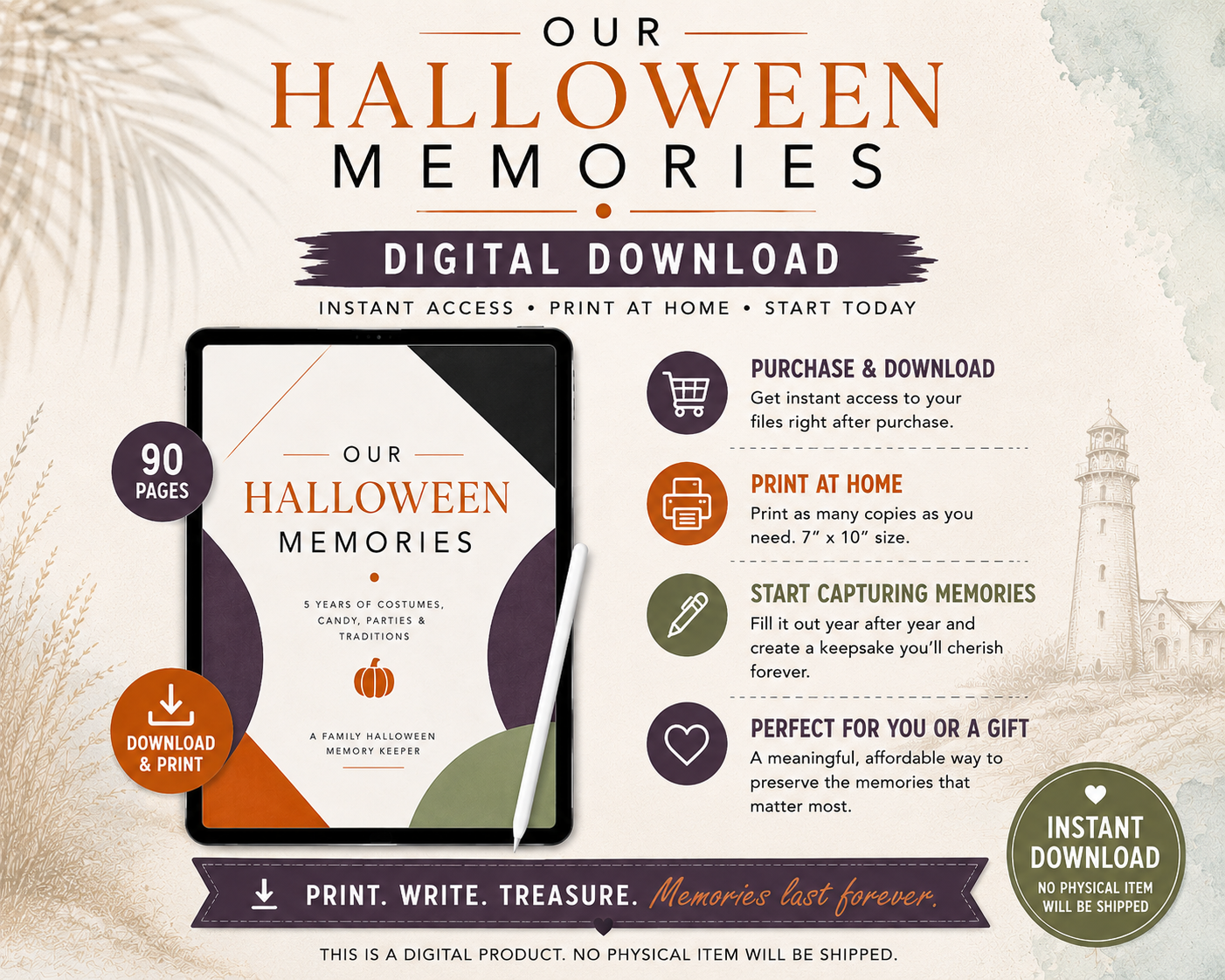 Printable Halloween Memory Book | 5-Year Family Keepsake PDF