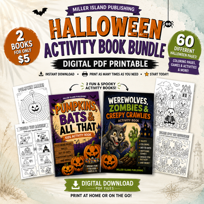 Printable Halloween Activity Book Bundle | 60 Different Kids Activities PDF