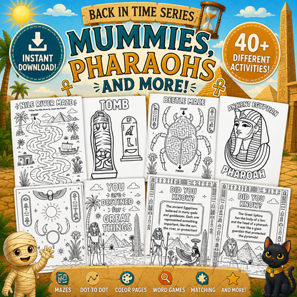 Mummies, Pharaohs & More! | Ancient Egypt Kids Activity Book Printable PDF