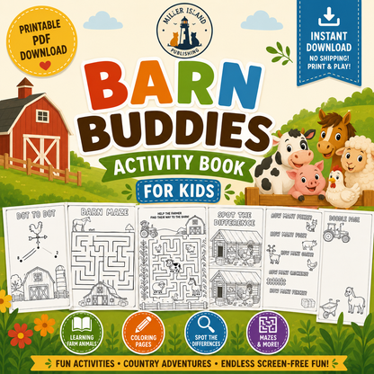 Barn Buddies Activity Book for Kids | Printable Digital PDF Download