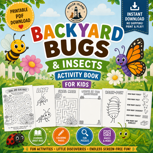 Backyard Bugs & Insects Activity Book for Kids | 40+ Page Printable PDF