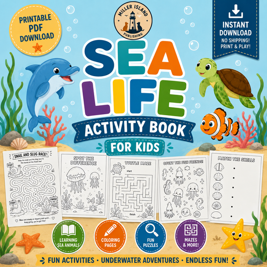 Sea Life Activity Book for Kids | Printable PDF Digital Download