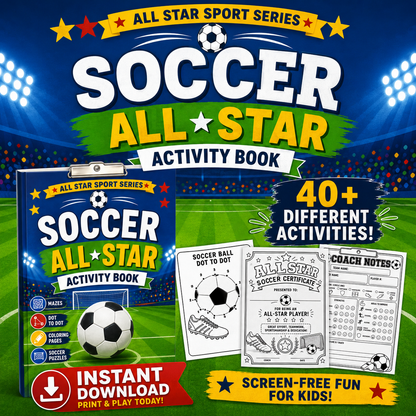 Soccer Activity Book for Kids | Printable PDF Download