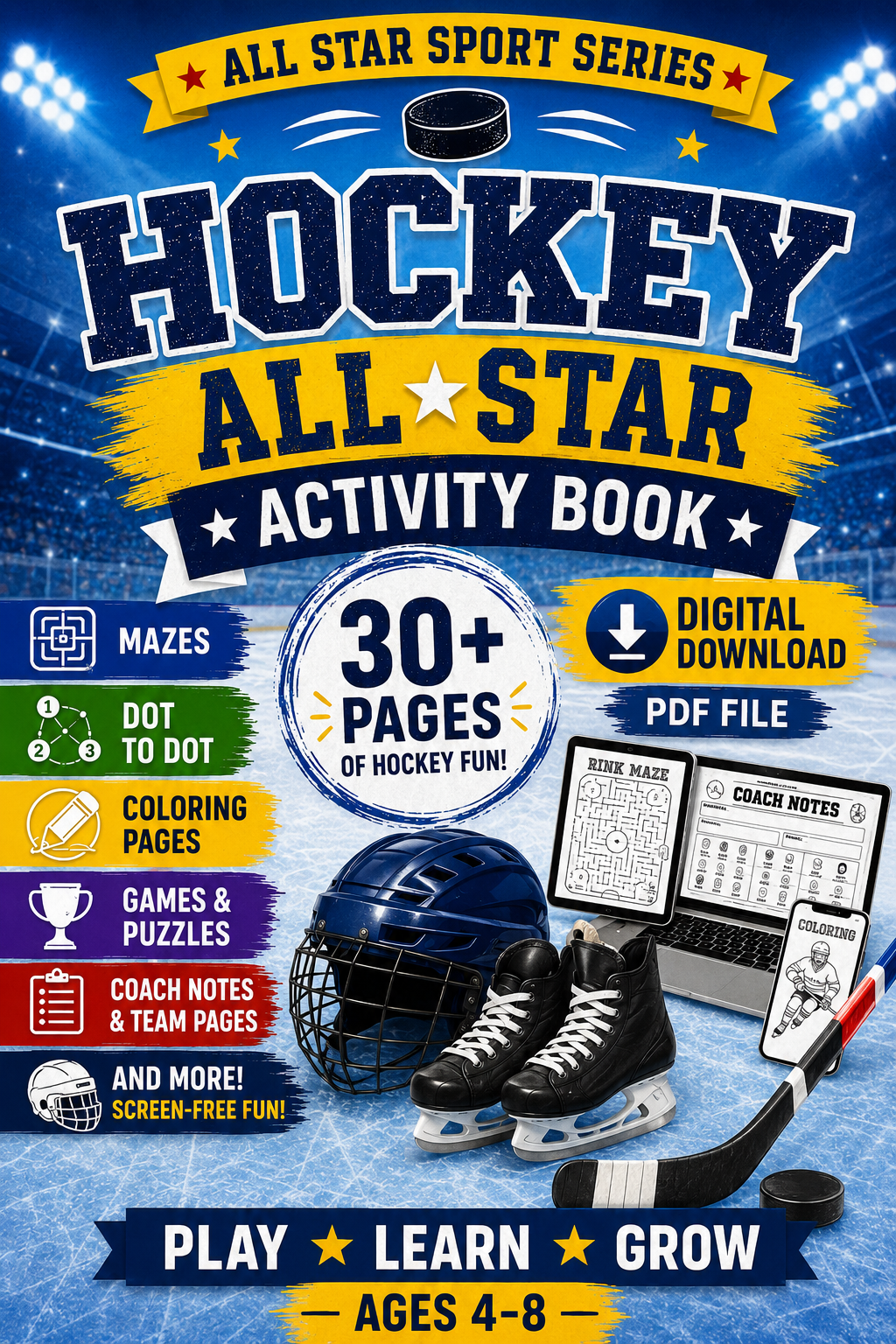 Hockey Activity Book for Kids | Printable PDF Download