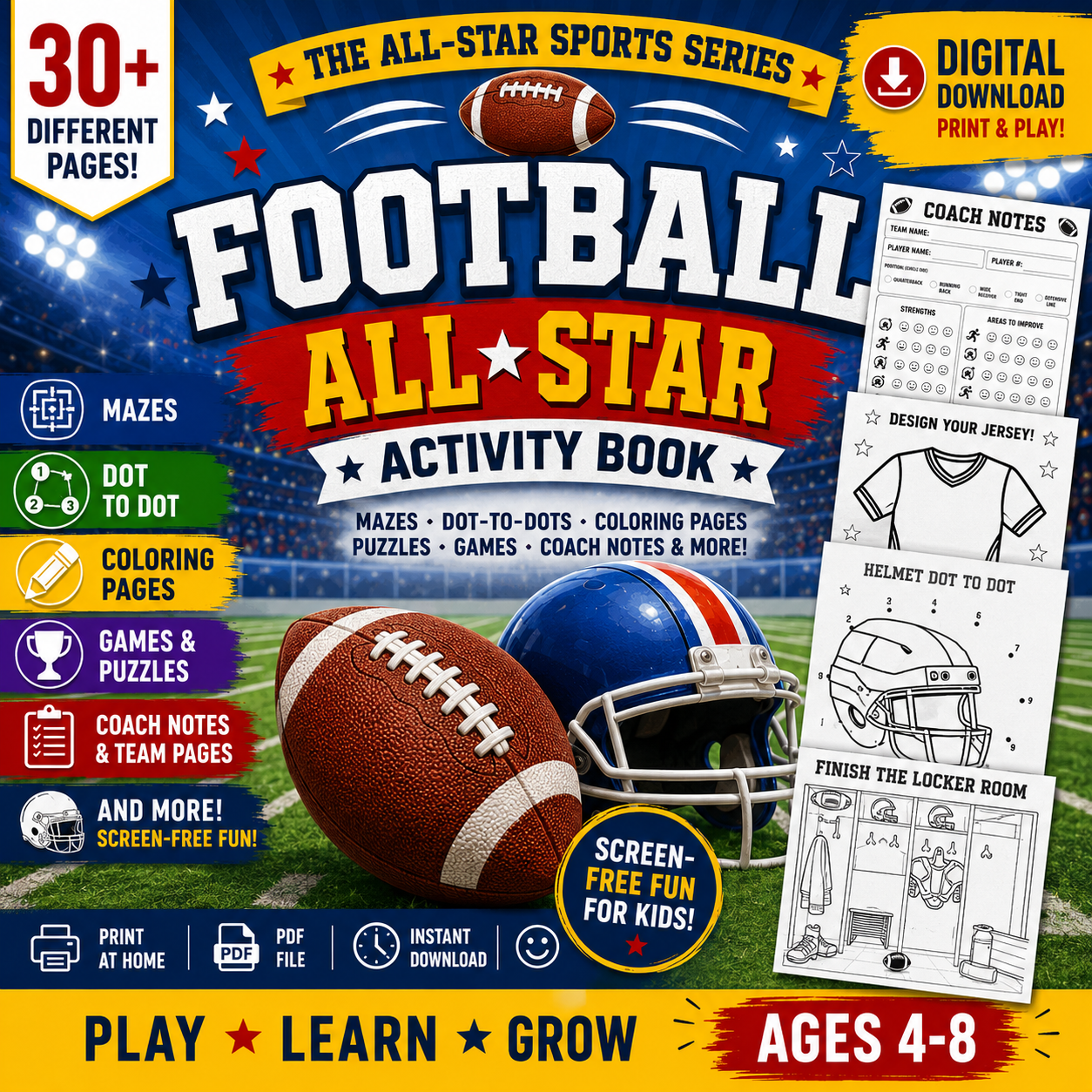 Football Activity Book for Kids | Printable PDF Download