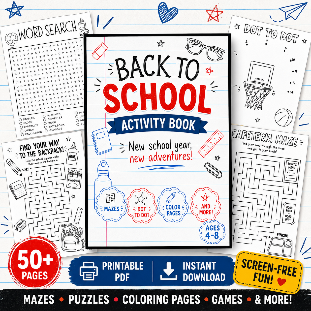 Back to School Activity Book for Kids | Printable PDF Digital Download