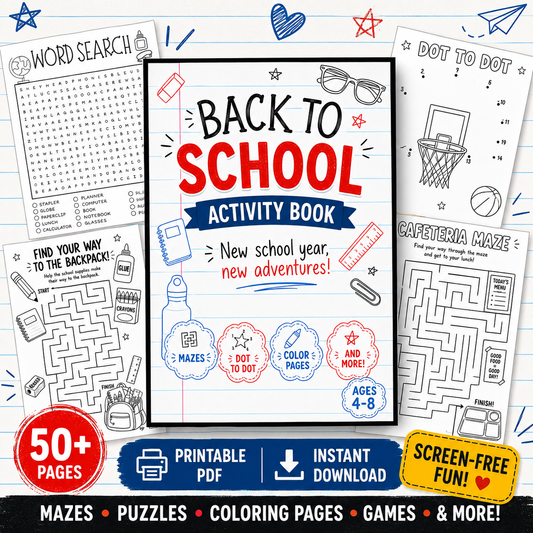 Back to School Activity Book for Kids | Printable PDF Digital Download