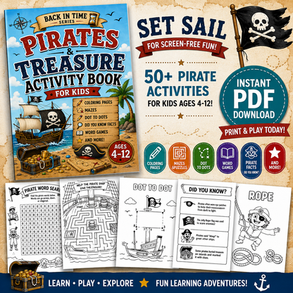 Pirates & Treasure Activity Book for Kids | Printable PDF Download