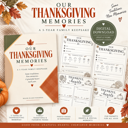 Our Thanksgiving Memories | 5-Year Printable Memory Journal PDF