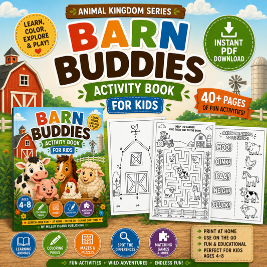 Barn Buddies Activity Book for Kids | Printable Farm Animal Activity Book PDF