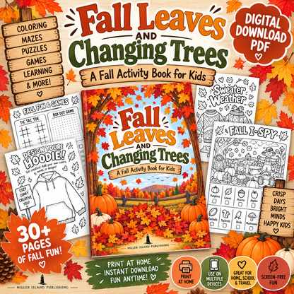 Fall Leaves & Changing Trees | Printable Fall Activity Book for Kids | Digital PDF