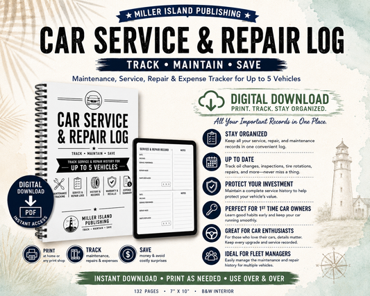Printable Car Maintenance Log PDF | Vehicle Service Tracker