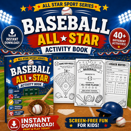 Baseball All-Star Activity Book for Kids | Printable Digital PDF