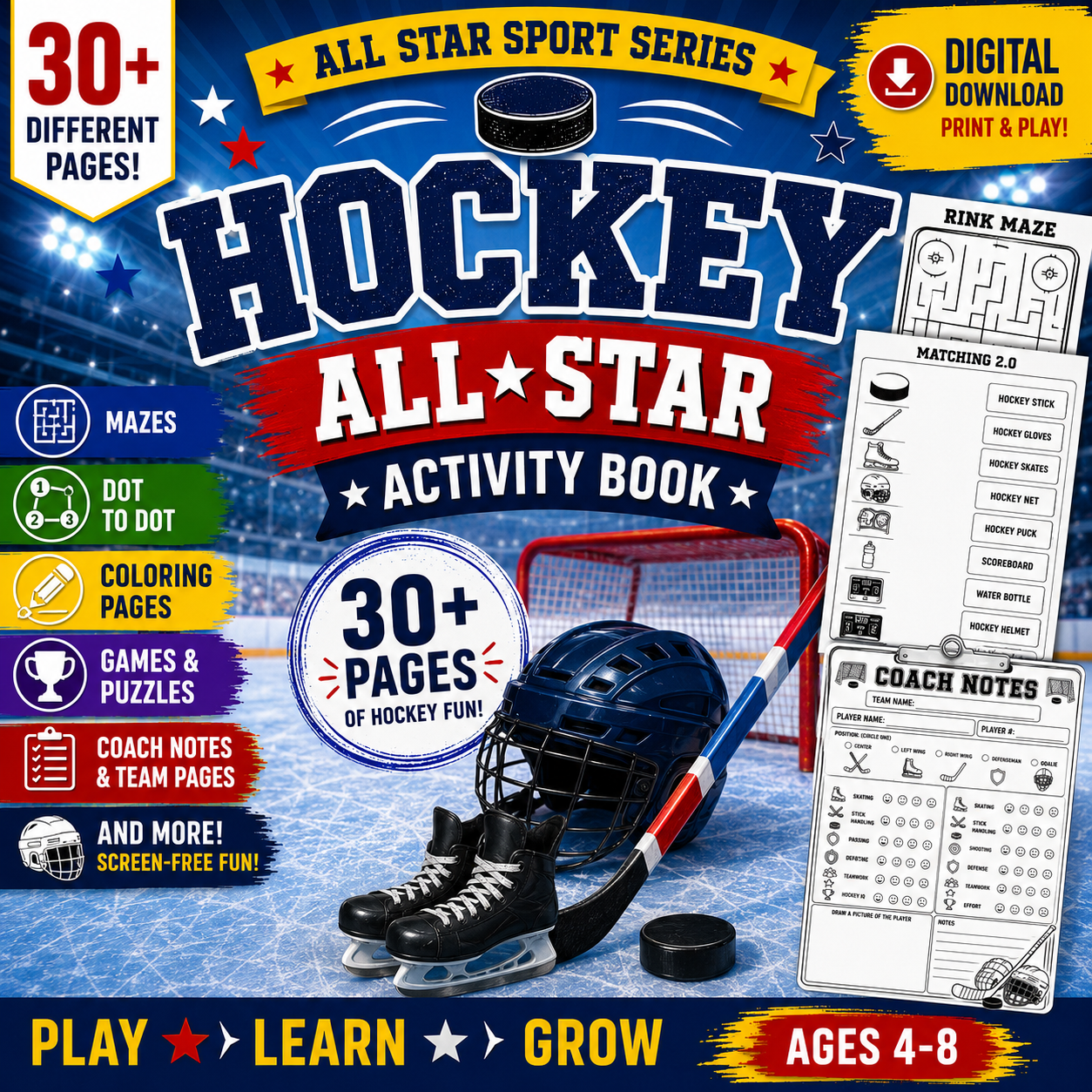 Hockey Activity Book for Kids | Printable PDF Download