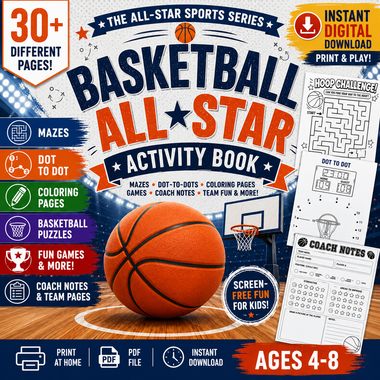 Basketball Activity Book for Kids | Printable PDF Download