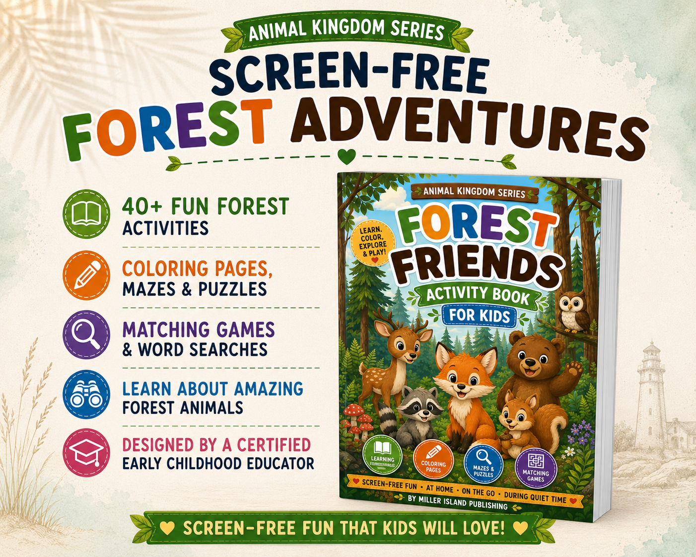 Forest Friends Activity Book for Kids | Woodland Animals, Coloring & Learning Fun