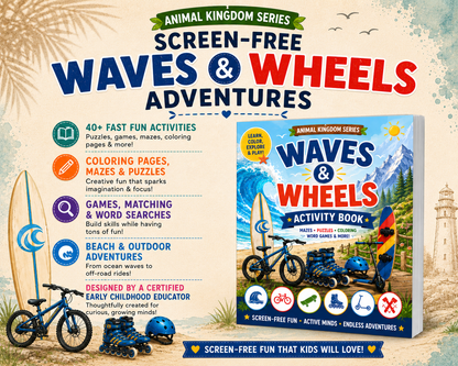 Waves & Wheels Activity Book for Kids
