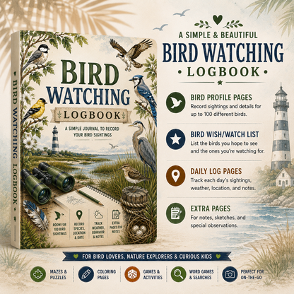 Bird Watching Journal Daily Log Book Sight Seeing