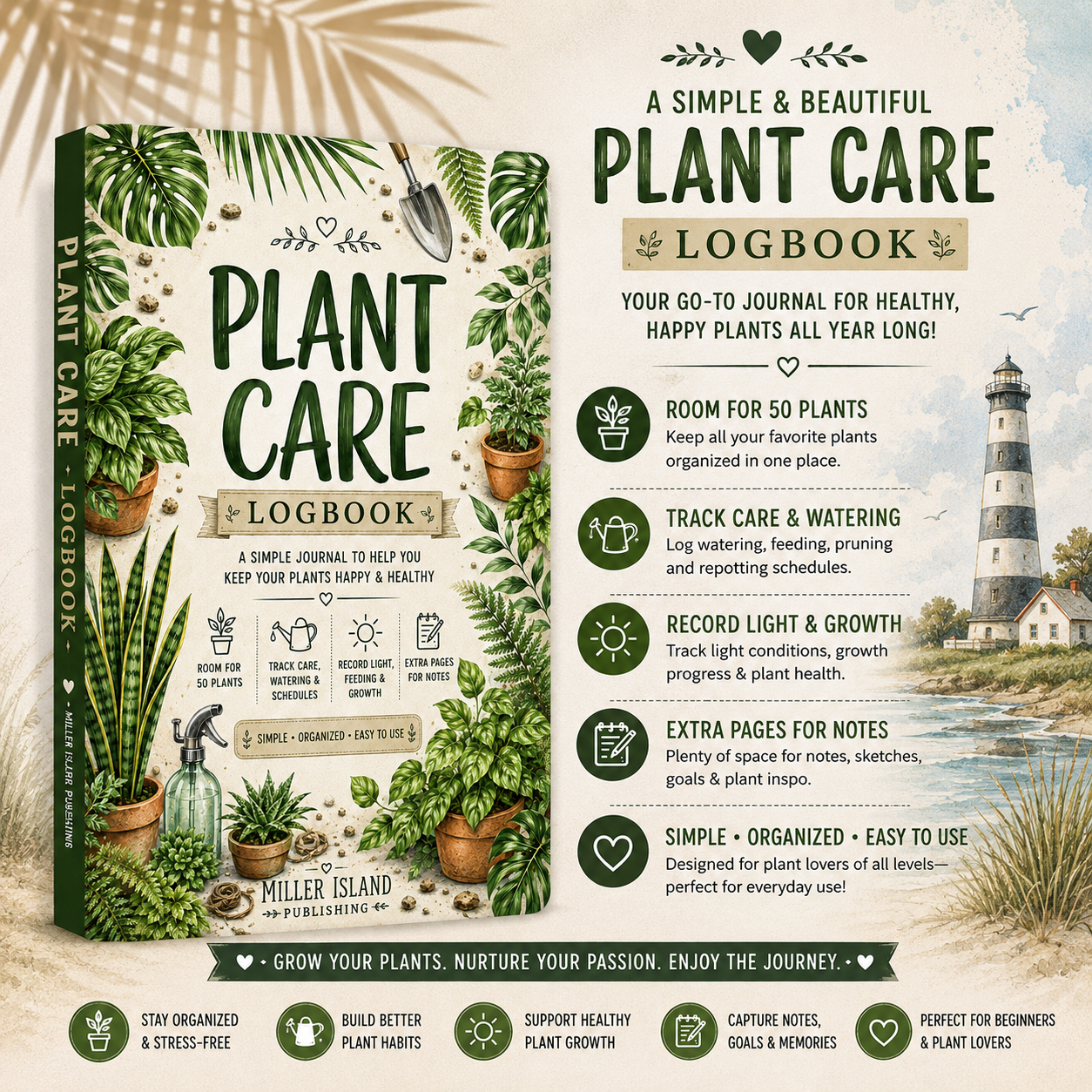 Plant Care Log Book: A Houseplant & Garden Journal for Watering, Growth Tracking, Care Notes & Plant Profiles