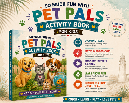 Pet Pals Activity Book for Kids | Coloring, Mazes, Dot-to-Dots, Matching Games & Fun Animal Learning