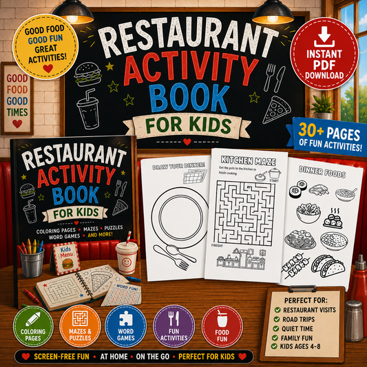 Restaurant Activity Book for Kids | Printable PDF