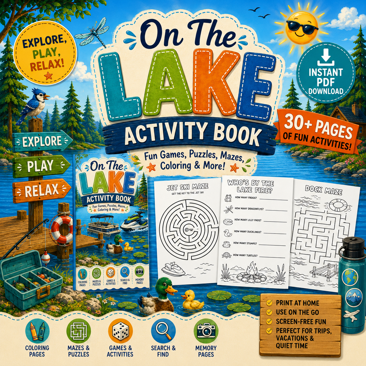 On the Lake Activity Book for Kids | Printable PDF Download