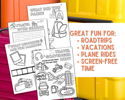 Travel Activity Book for Kids | Screen-Free Games, Coloring Pages, Mazes & Puzzles