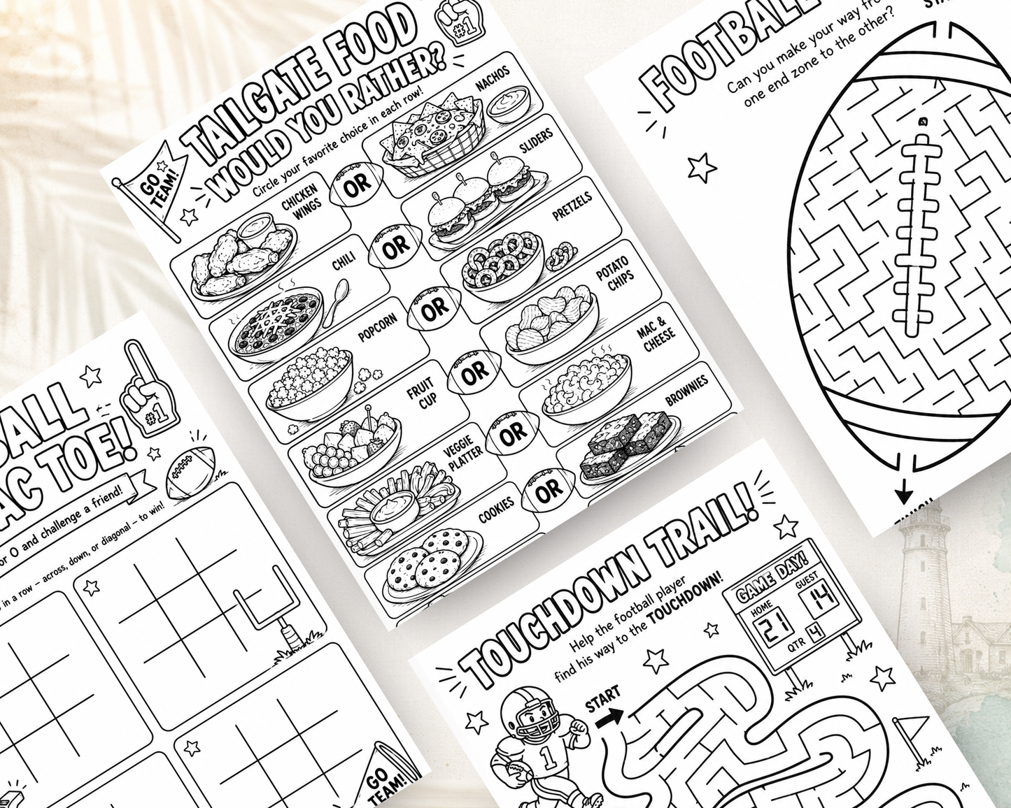 Football Activity Bundle for Kids | Printable Game Day Activities