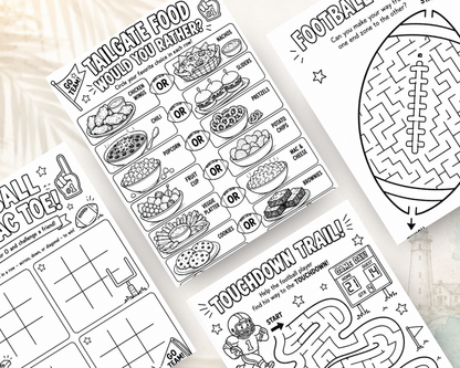 Football Activity Bundle for Kids | Printable Game Day Activities