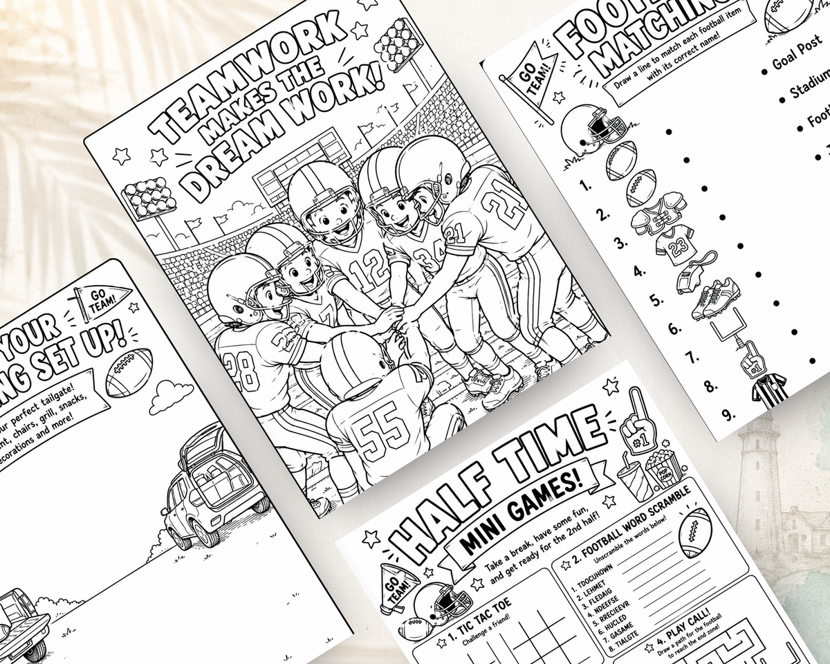 Football Activity Bundle for Kids | Printable Game Day Activities