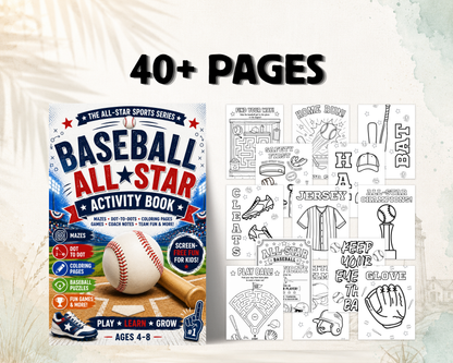 Baseball Activity Book for Kids Ages 4-8 | All-Star Sports Series
