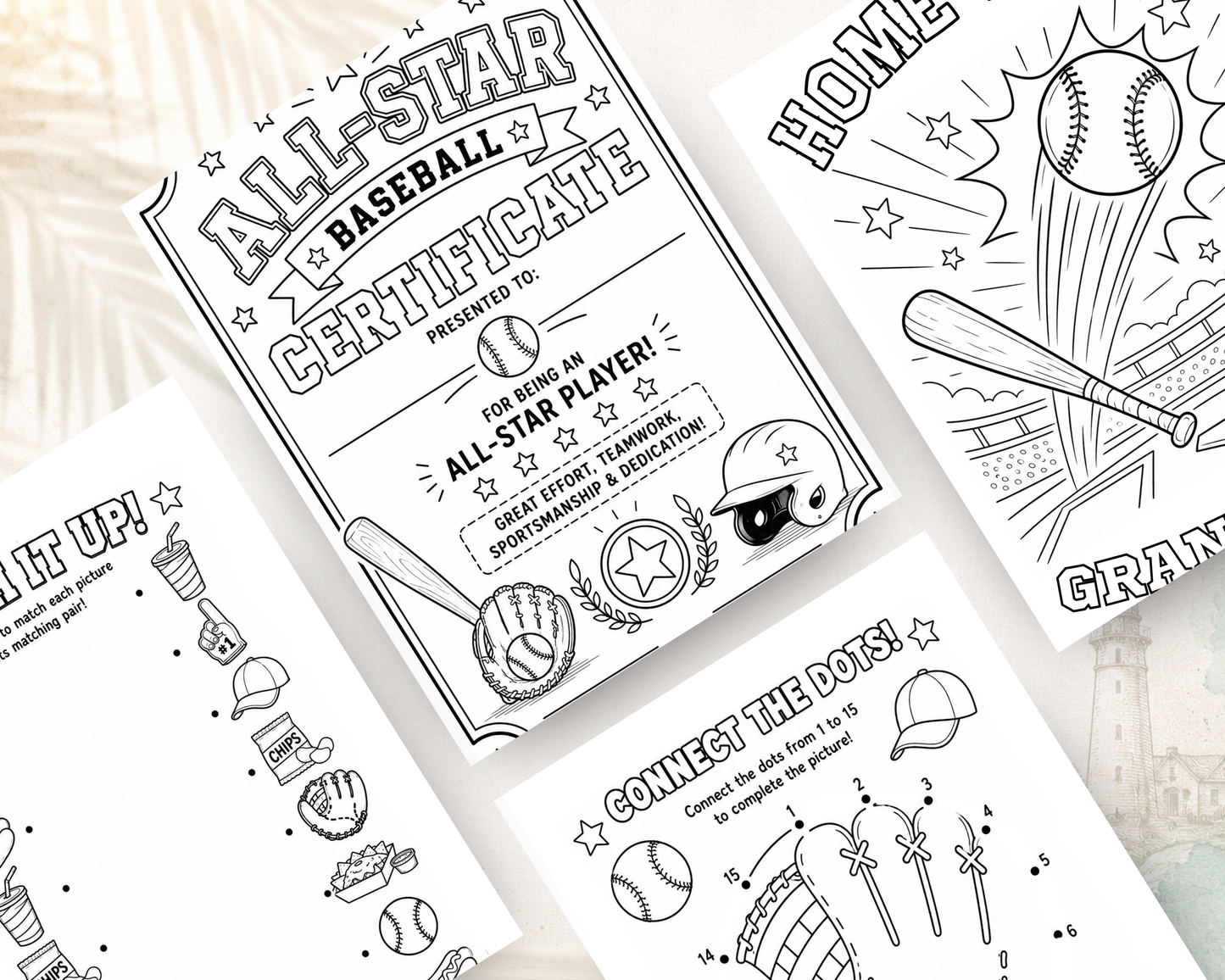 Baseball All-Star Activity Book for Kids | Printable Digital PDF