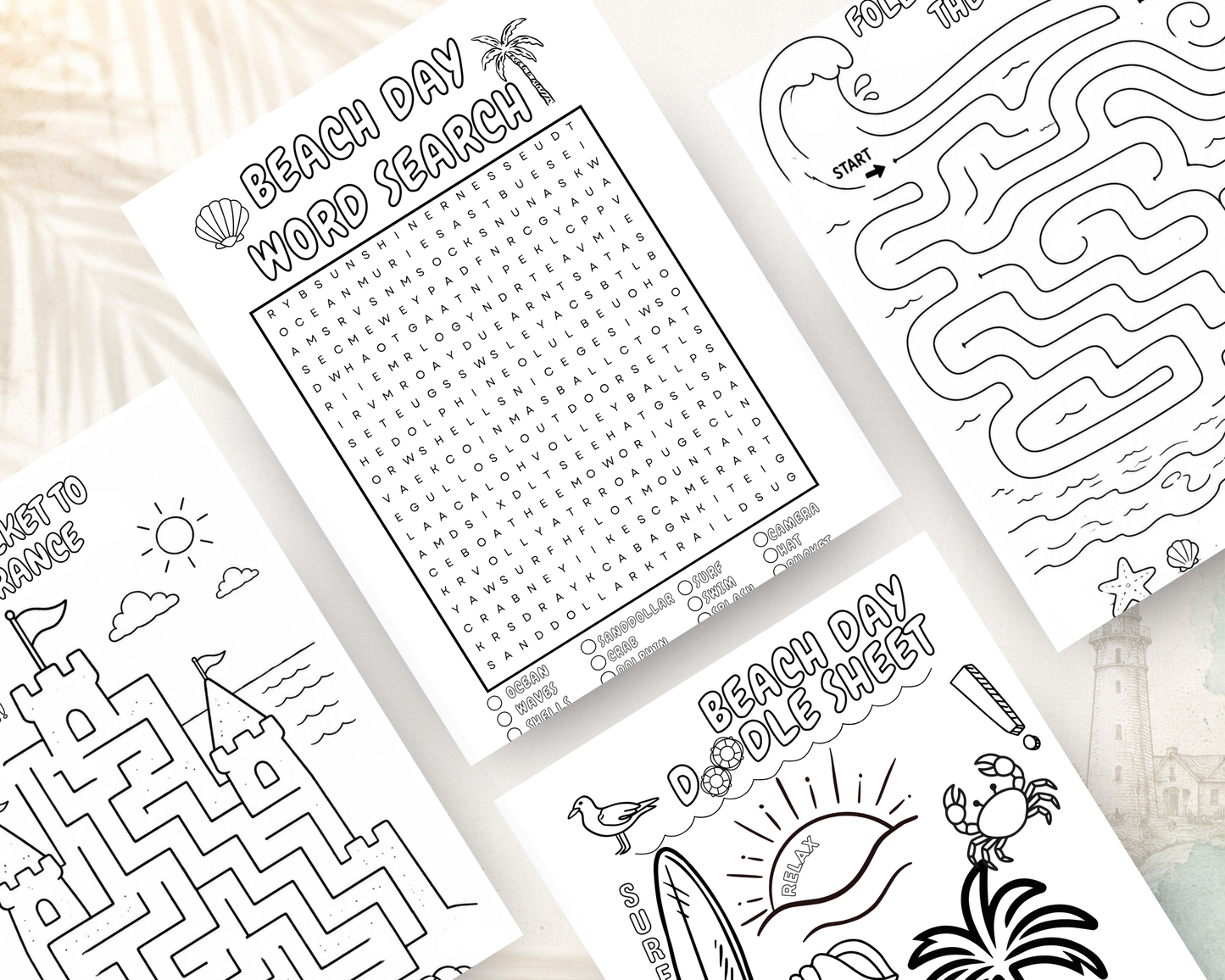 Beach Day Fun Activity Book for Kids | Printable PDF Download