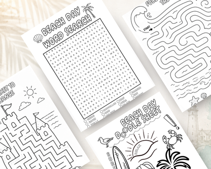 Beach Day Fun Activity Book for Kids | Printable PDF Download