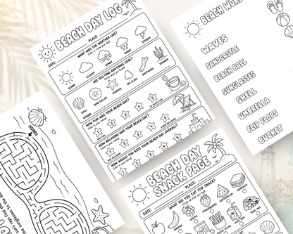 Beach Day Fun Activity Book for Kids | Printable PDF Download