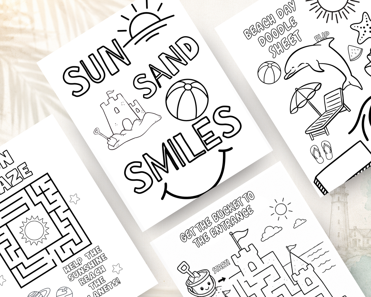 Beach Day Fun Activity Book for Kids | Printable PDF Download