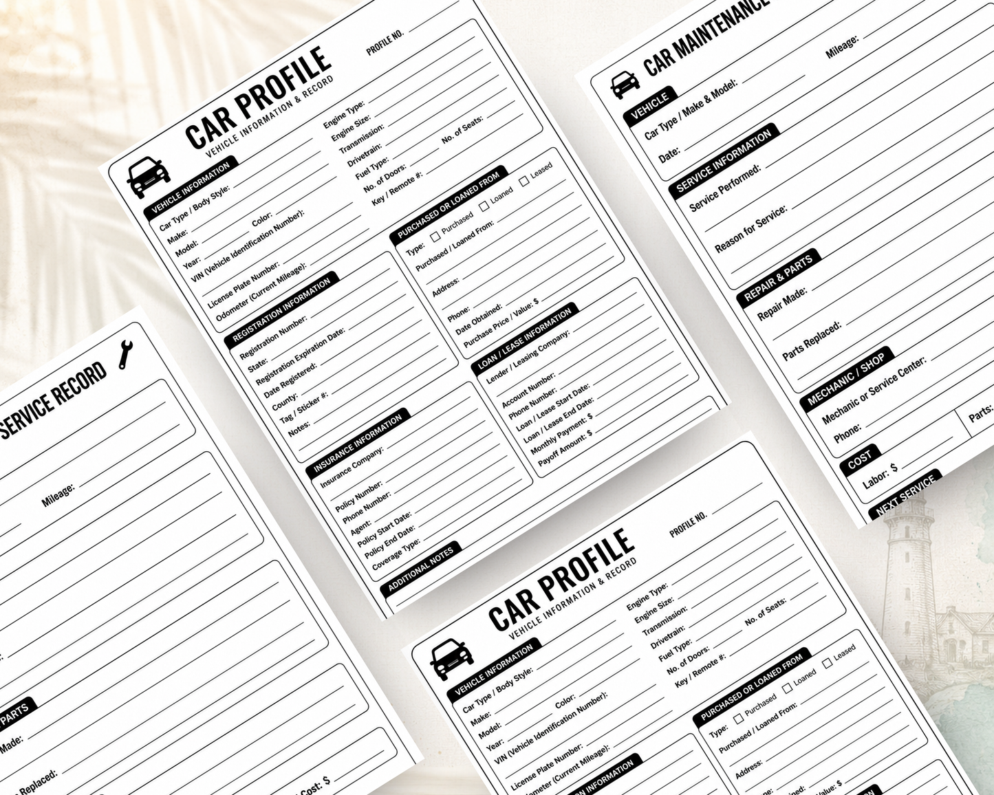 Printable Car Maintenance Log PDF | Vehicle Service Tracker