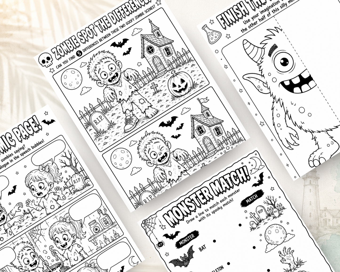 Printable Halloween Activity Book Bundle | 60 Different Kids Activities PDF