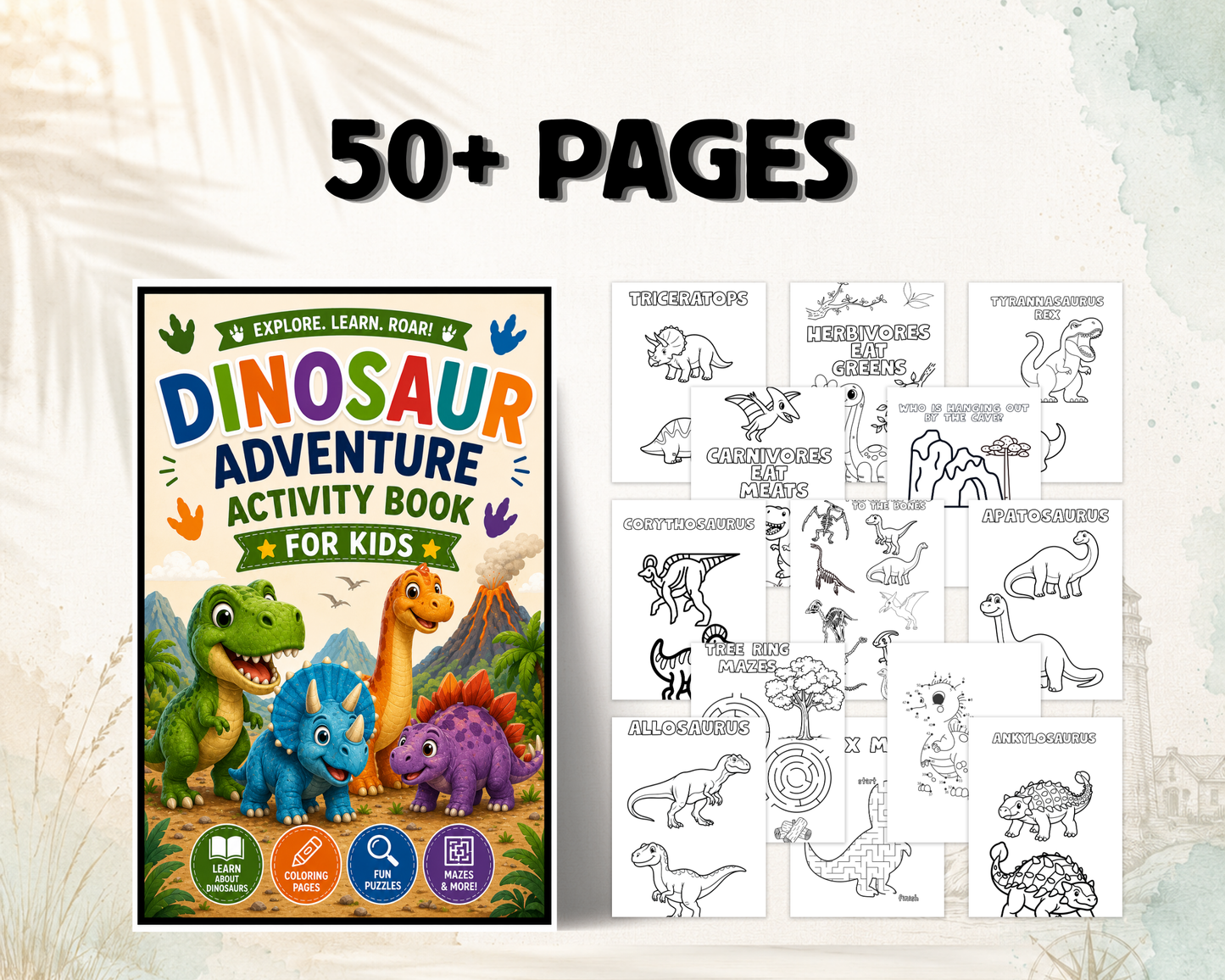 Dinosaur Adventure Activity Book for Kids | Coloring, Mazes, Dot-to-Dots, Dinosaur Facts & Puzzles