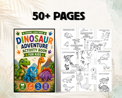 Dinosaur Adventure Activity Book for Kids | Coloring, Mazes, Dot-to-Dots, Dinosaur Facts & Puzzles