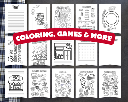 Restaurant Activity Book for Kids | Screen-Free Games, Coloring Pages, Mazes & Puzzles