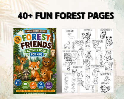 Forest Friends Activity Book for Kids | Woodland Animals, Coloring & Learning Fun