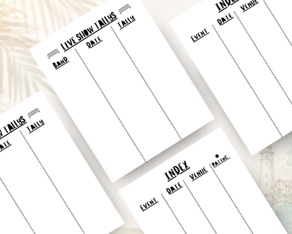 Live Show Log Book: A Concert, Festival & Event Journal with Memory Pages, Setlists, Wish Lists & Show Logs
