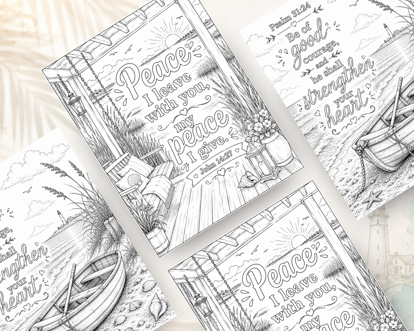 Peace Like the Sea | Scripture Coloring Book for Adults | Christian Coastal Coloring Book | Calming Psalm Series