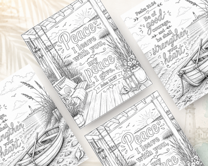 Peace Like the Sea | Scripture Coloring Book for Adults | Christian Coastal Coloring Book | Calming Psalm Series