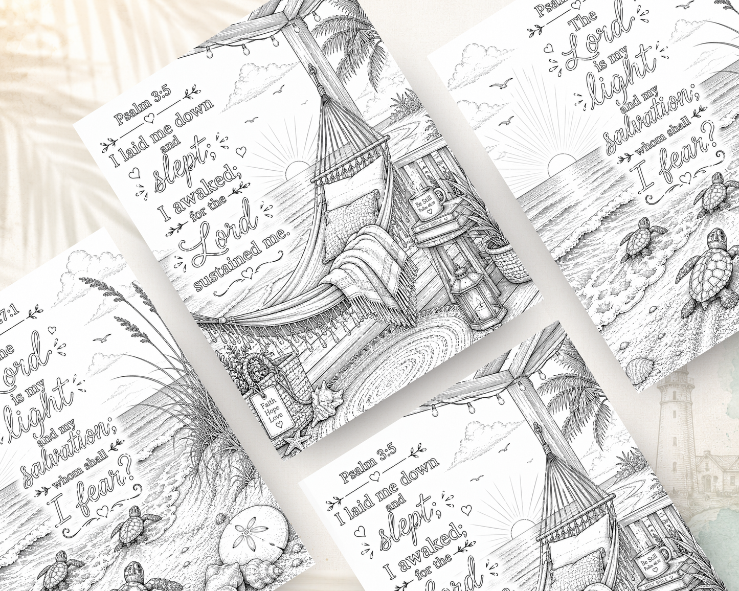 Peace Like the Sea | Scripture Coloring Book for Adults | Christian Coastal Coloring Book | Calming Psalm Series